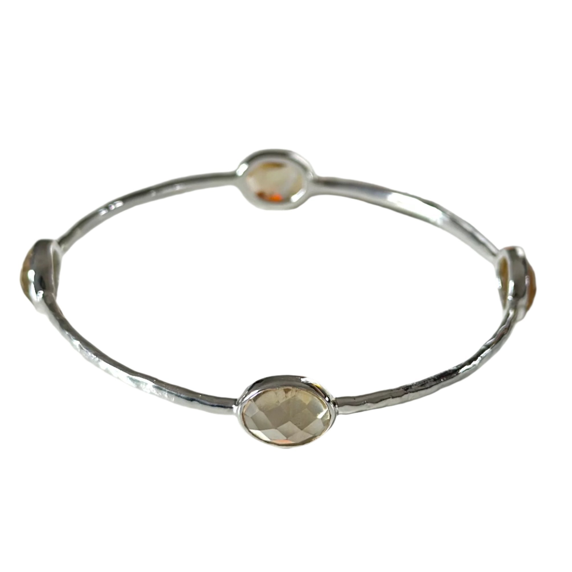 Citrine Gemstone Bangle in Sterling Silver