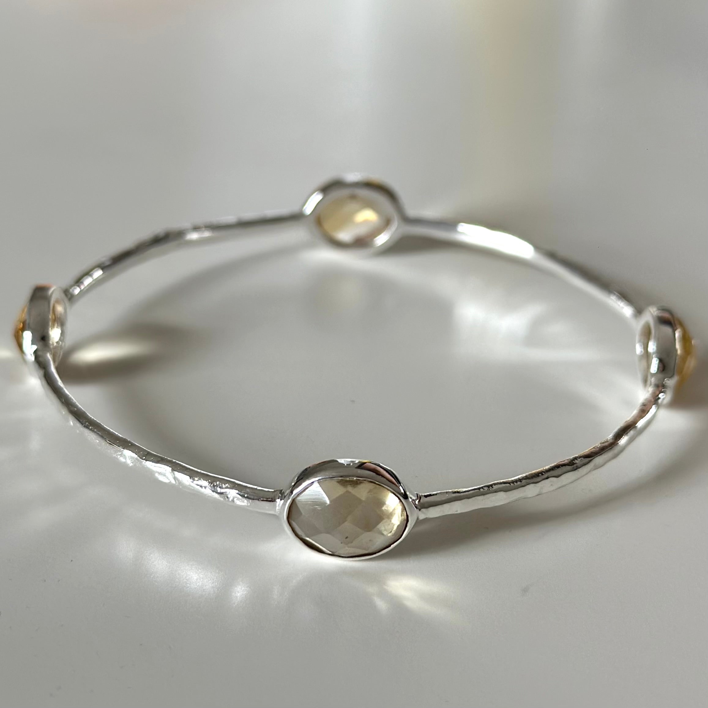 Citrine Gemstone Bangle in Sterling Silver