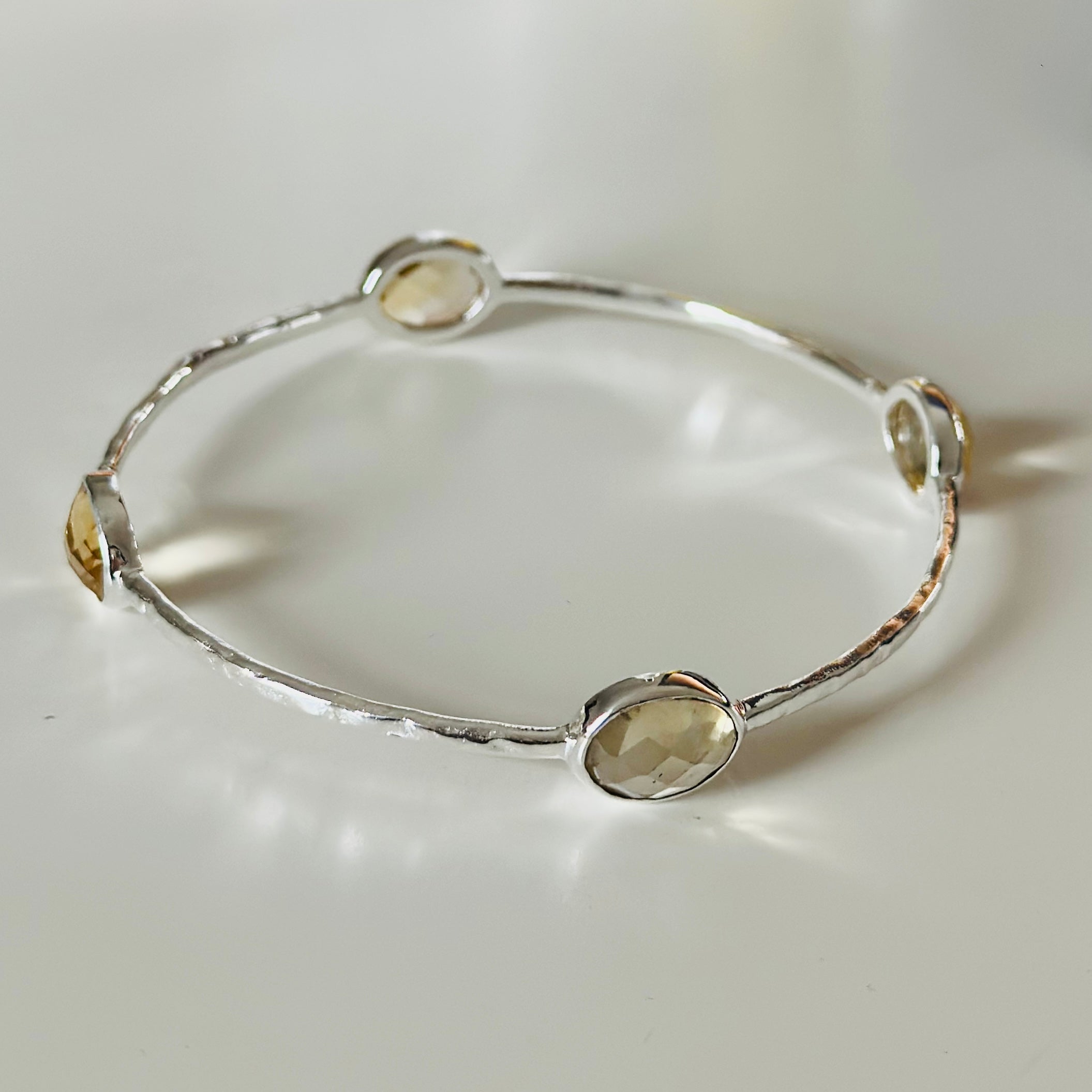 Citrine Gemstone Bangle in Sterling Silver