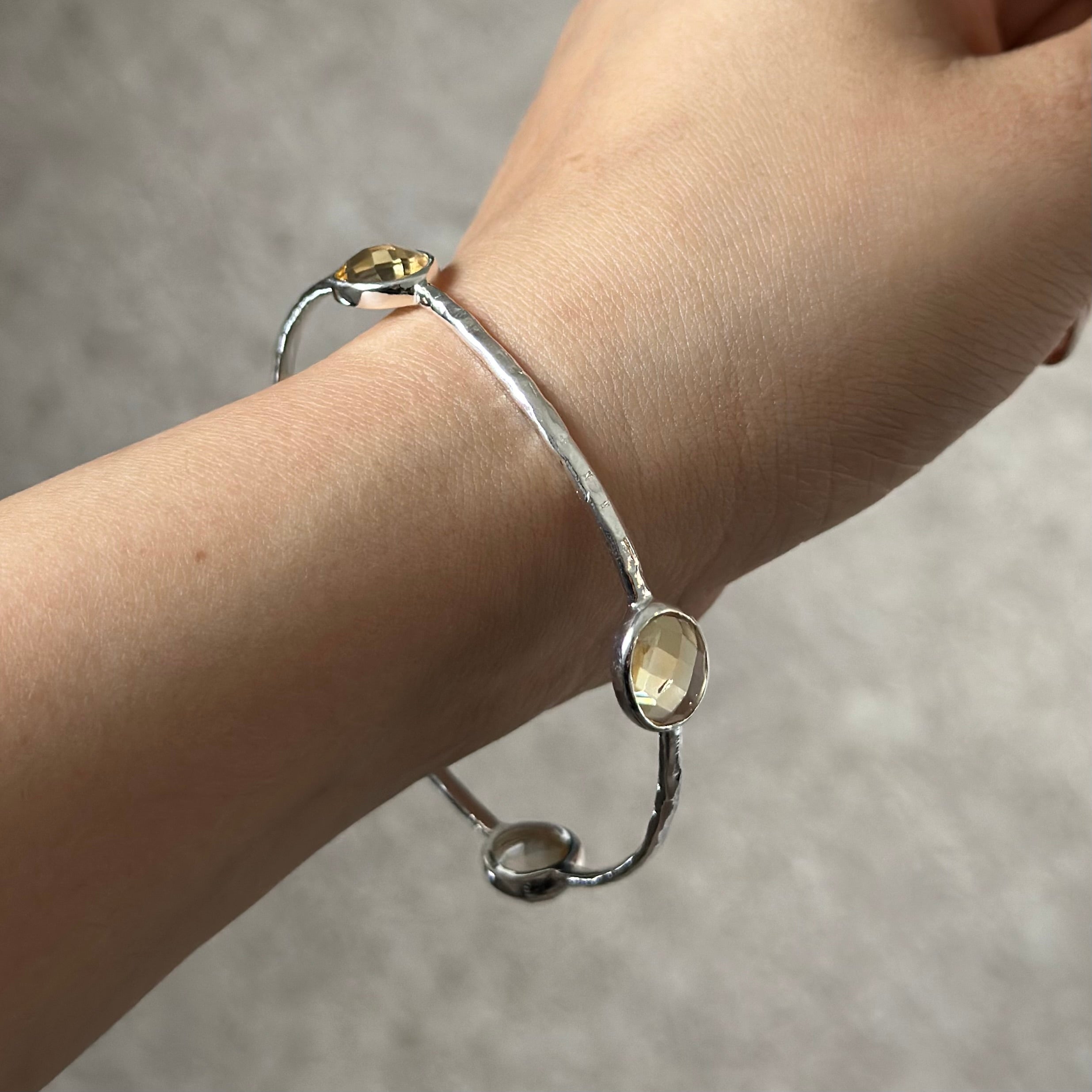 Citrine Gemstone Bangle in Sterling Silver