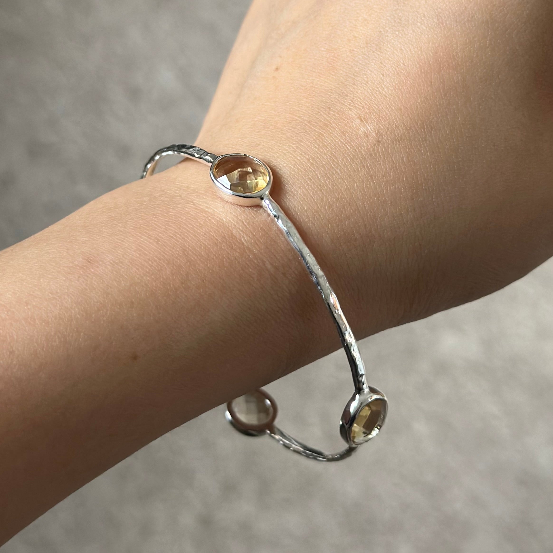 Citrine Gemstone Bangle in Sterling Silver