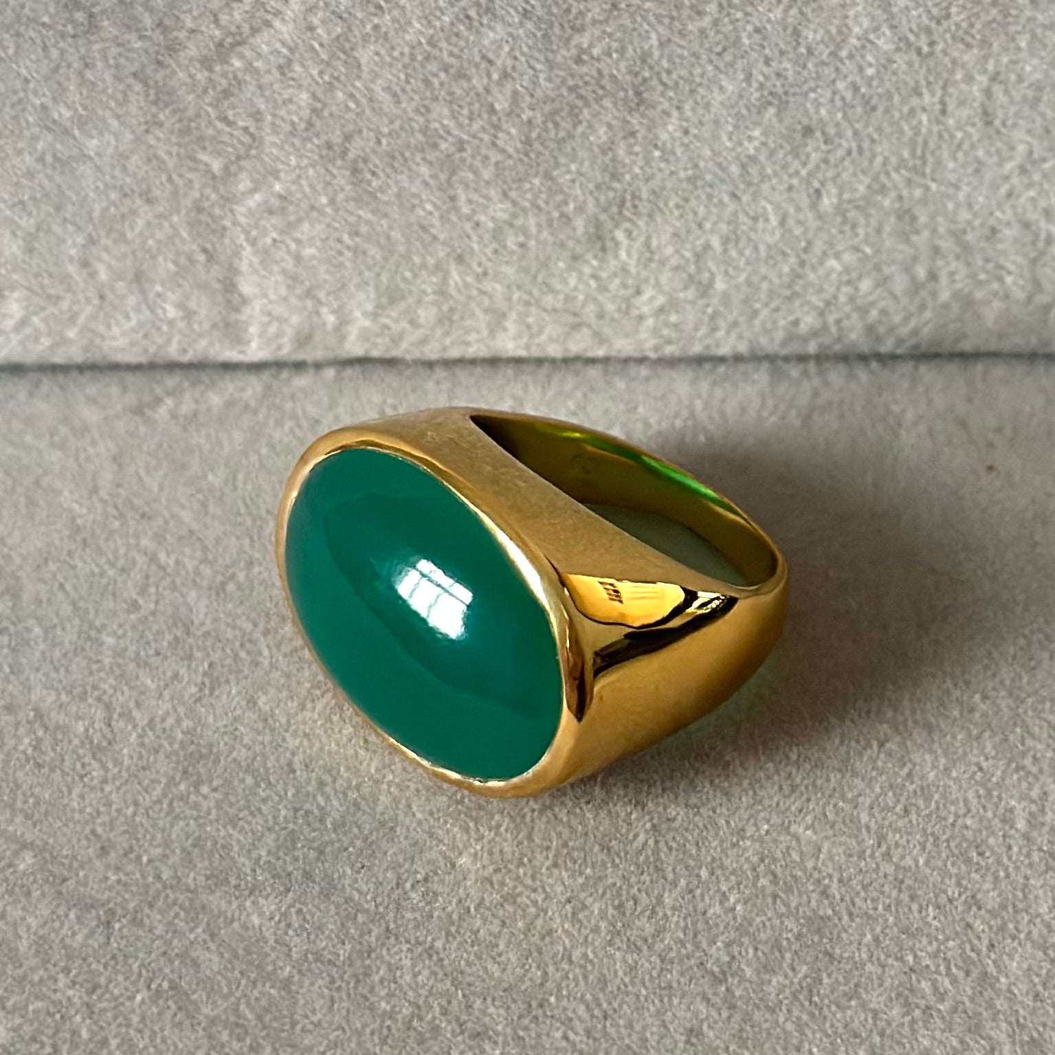 Statement Gold Plated Sterling Silver Green Onyx Gemstone Ring