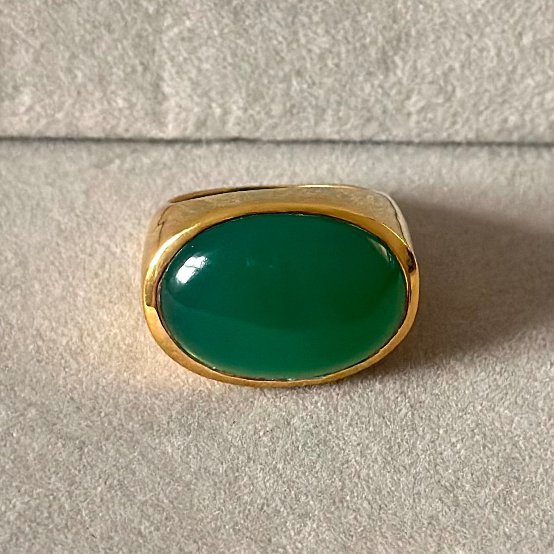 Statement Gold Plated Sterling Silver Green Onyx Gemstone Ring