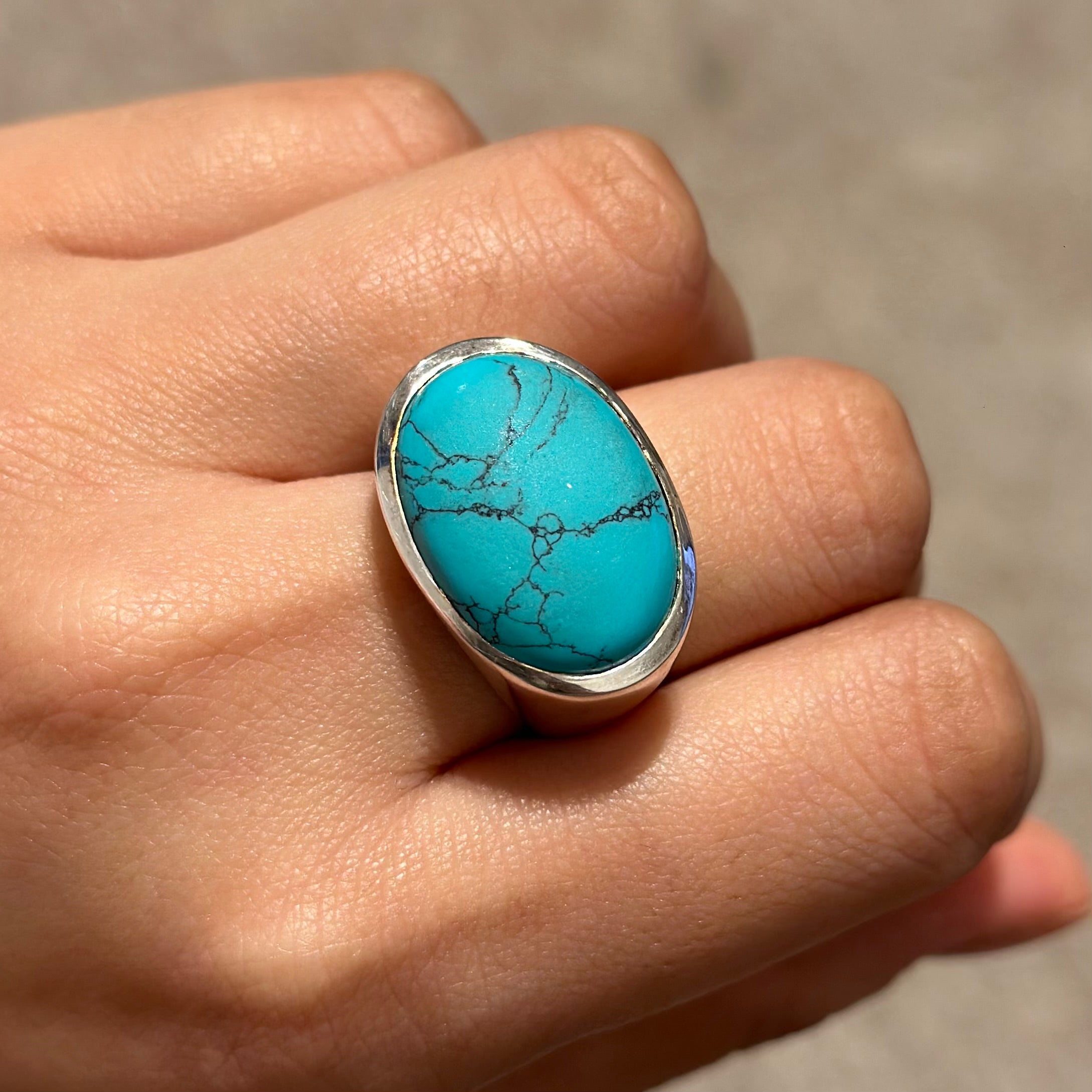 Statement Sterling Silver Turquoise Gemstone Ring