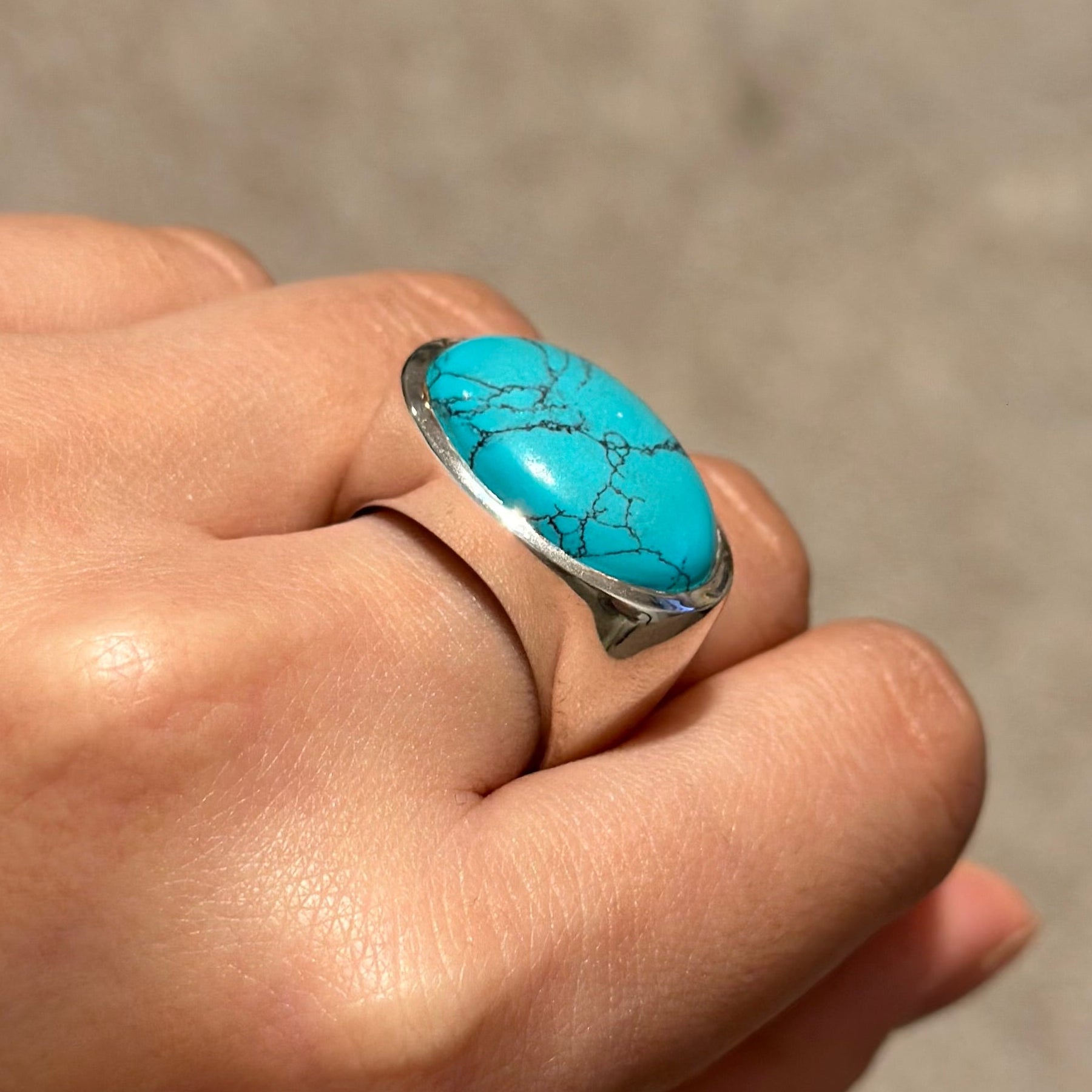 Statement Sterling Silver Turquoise Gemstone Ring