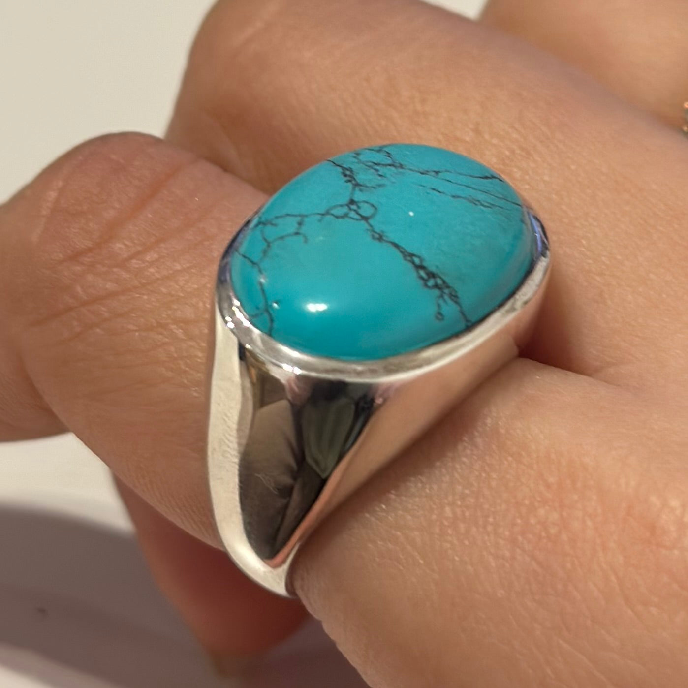 Statement Sterling Silver Turquoise Gemstone Ring